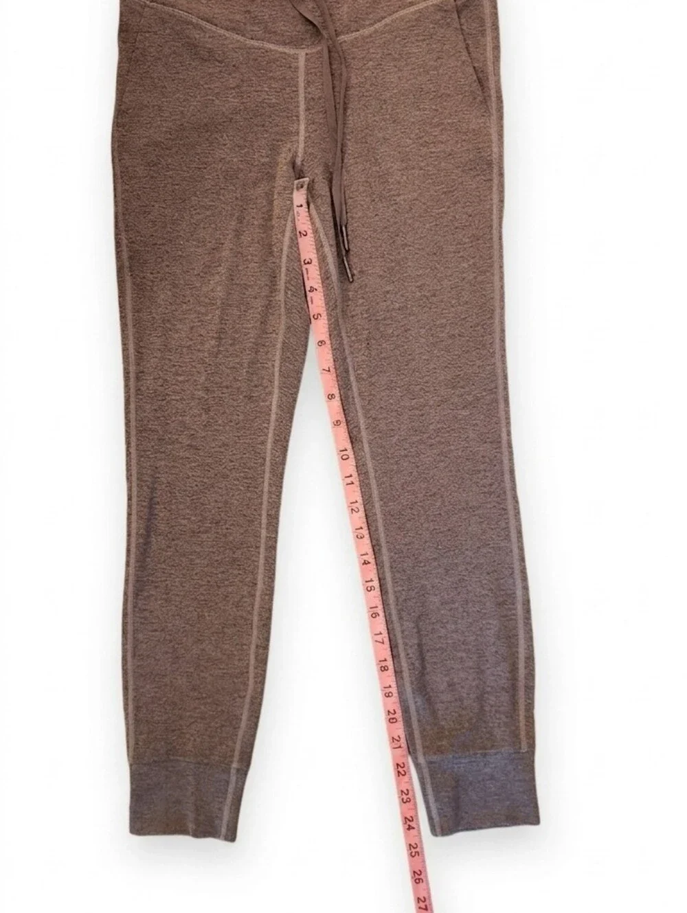 Halara Drawstring High-Waist Cozy Knit Leggings - Heather Taupe Size Small